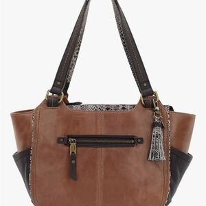 The Sak Kendra Brown Leather Shoulder Hobo Satchel Bag with Tassel Charm